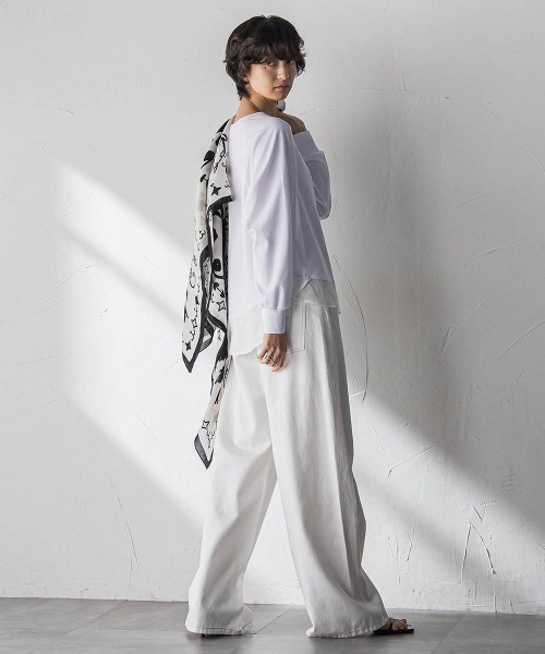 MAYSON GREY(メイソングレイ)の「ポンチローマラウンドヘムドッキングプルオーバー(Tシャツ/カットソー・レディース・ホワイト/グレー系その他/ホワイト系その他/ブラック系その他・M)」の17枚目の写真