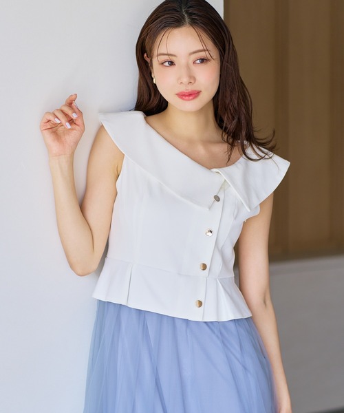 MISCH MASCH(ミッシュマッシュ)の「2026春夏新作 アシメビッグカラーチュールドッキングワンピース(ワンピース・レディース・ネイビー/ホワイト・S/M)」の16枚目の写真