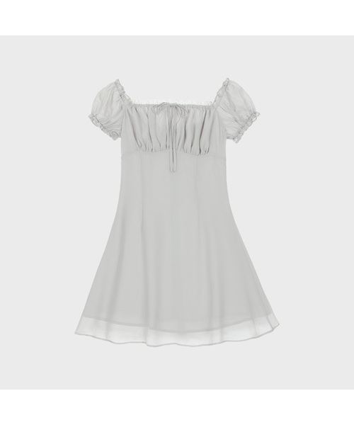 Puff Chiffon Mini Dress (Light Gray)