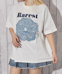 《デニム貼り付け 花モチーフ》Tシャツ/カジュアル×ストリート/春夏/全3色