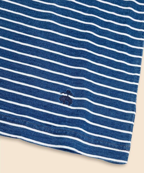 BROOKS BROTHERS（ブルックスブラザーズ）の「コットン　GFロゴ　マリナーストライプ　ポケットTシャツ（Tシャツ/カットソー・メンズ・ブルー・LARGE/MEDIUM/SMALL/X-LARGE）」の3枚目の写真
