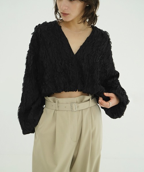CLANE(クラネ)の「TOPSTITCHED FRILL BOLERO(カーディガン/ボレロ・レディース・ブラック/アイボリー・F)」の15枚目の写真
