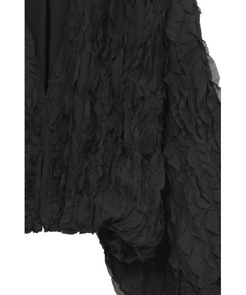 CLANE(クラネ)の「TOPSTITCHED FRILL BOLERO(カーディガン/ボレロ・レディース・ブラック/アイボリー・F)」の4枚目の写真