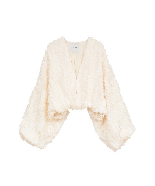 CLANE(クラネ)の「TOPSTITCHED FRILL BOLERO(カーディガン/ボレロ・レディース・ブラック/アイボリー・F)」の7枚目の写真