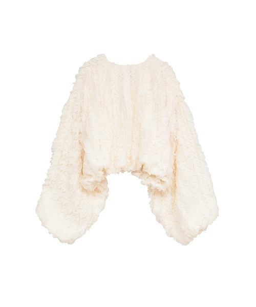 CLANE(クラネ)の「TOPSTITCHED FRILL BOLERO(カーディガン/ボレロ・レディース・ブラック/アイボリー・F)」の8枚目の写真
