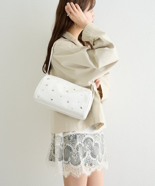 SURYO BIJOU BAG ビジューバッグ ストーン 白 スタッズビジューBAG（ショルダーバッグ）｜mystic（ミスティック）の