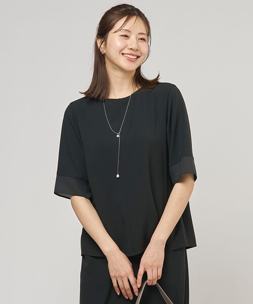 J.PRESS（ジェイプレス）の「【セットアップ対応】Light ジョーゼット プルオーバー ブラウス（シャツ/ブラウス・レディース・ネイビー系/ブラック系/ベージュ系・T15/T13）」の2枚目の写真