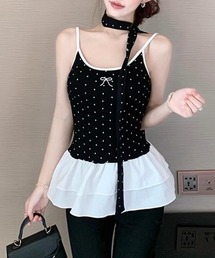 ドット柄キャミソール チョーカー付き夏服