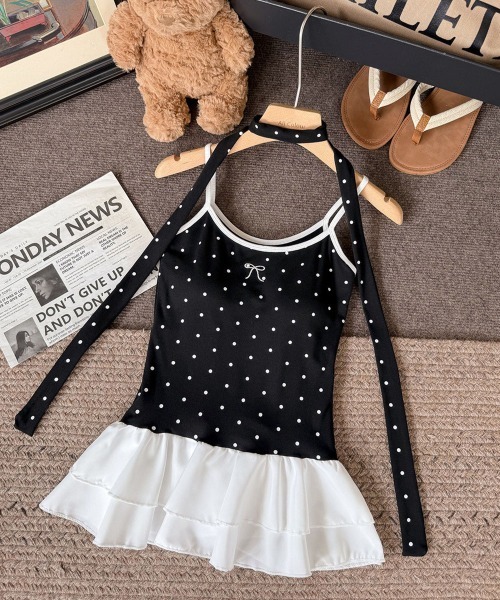Miniministore(ミニミニストア)の「ドット柄キャミソール チョーカー付き夏服(キャミソール・レディース・ホワイト/ブラック/レッド/ライトグレー・FREE)」の11枚目の写真