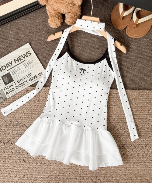 Miniministore(ミニミニストア)の「ドット柄キャミソール チョーカー付き夏服(キャミソール・レディース・ホワイト/ブラック/レッド/ライトグレー・FREE)」の12枚目の写真