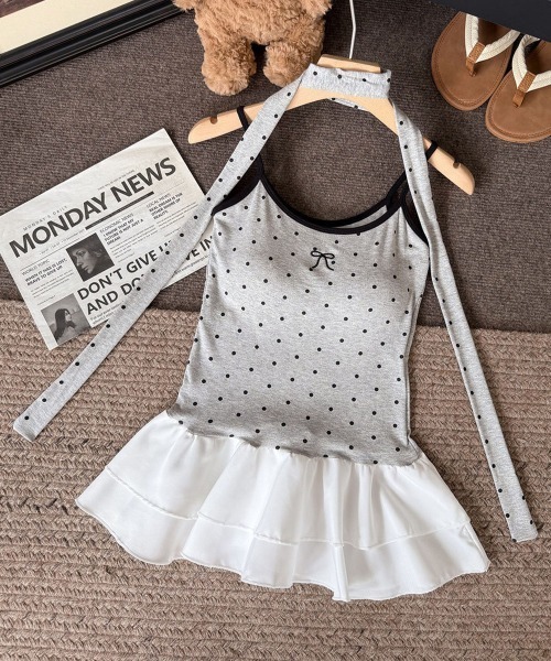 Miniministore(ミニミニストア)の「ドット柄キャミソール チョーカー付き夏服(キャミソール・レディース・ホワイト/ブラック/レッド/ライトグレー・FREE)」の13枚目の写真