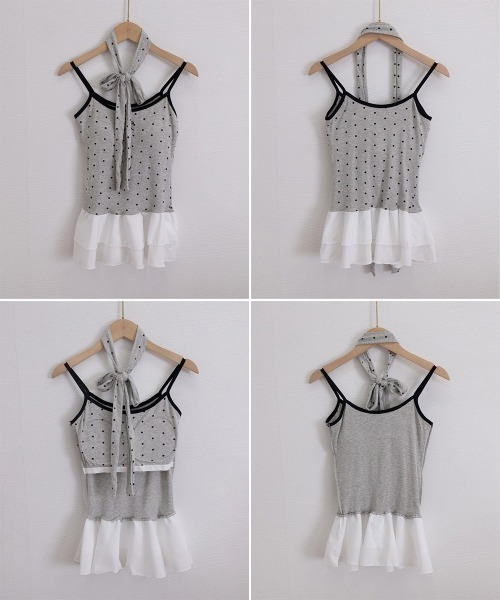 Miniministore(ミニミニストア)の「ドット柄キャミソール チョーカー付き夏服(キャミソール・レディース・ホワイト/ブラック/レッド/ライトグレー・FREE)」の16枚目の写真