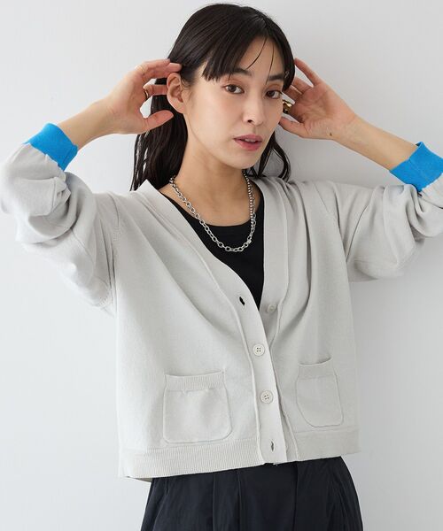 CRAFT STANDARD BOUTIQUE(クラフトスタンダードブティック)の「Vネックニットカーディガン(カーディガン/ボレロ・レディース・ブルー/ダークグレー/ピンク/ライトグレー・FREE)」の15枚目の写真