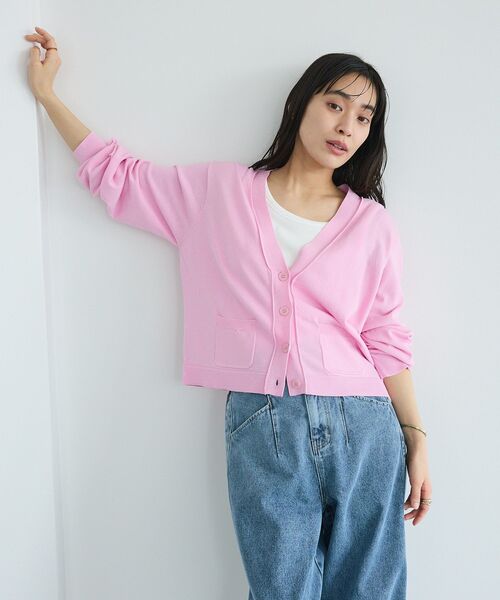 CRAFT STANDARD BOUTIQUE(クラフトスタンダードブティック)の「Vネックニットカーディガン(カーディガン/ボレロ・レディース・ブルー/ダークグレー/ピンク/ライトグレー・FREE)」の16枚目の写真