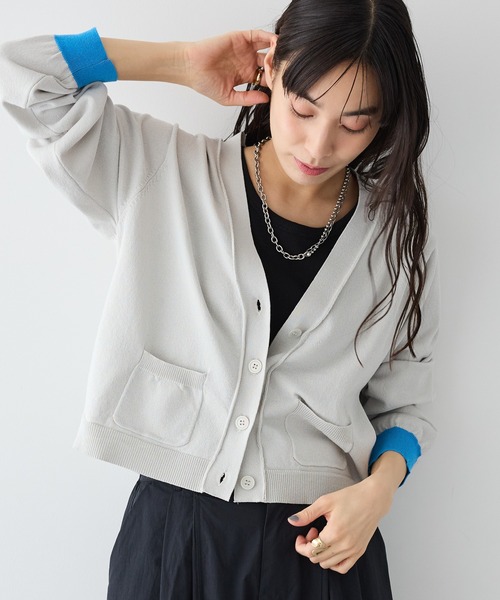 CRAFT STANDARD BOUTIQUE（クラフトスタンダードブティック）の「Ｖネックニットカーディガン（カーディガン/ボレロ・レディース・ブルー/ダークグレー/ピンク/ライトグレー・FREE）」の2枚目の写真