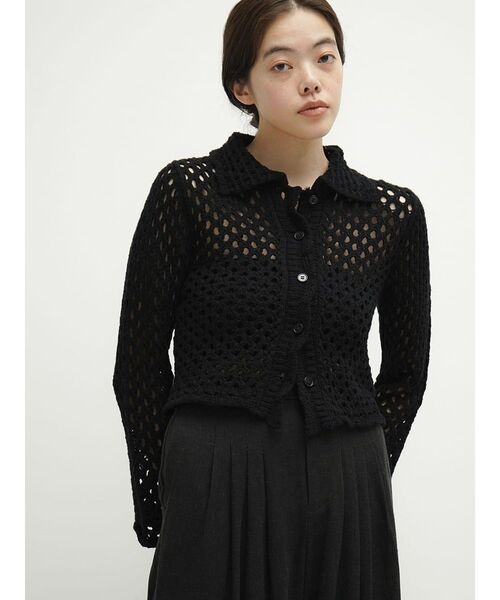 FIKA.(フィーカ)の「Low gauge knit cardigan(カーディガン/ボレロ・レディース・オフホワイト/ブラック・FREE)」の2枚目の写真