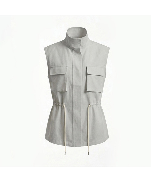 VASCARA(バスカラ)の「Out Pocket String Vest (3colors)(ベスト・レディース・チャコール/ホワイト/グレー・FREE)」の2枚目の写真