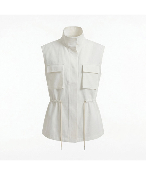 VASCARA(バスカラ)の「Out Pocket String Vest (3colors)(ベスト・レディース・チャコール/ホワイト/グレー・FREE)」の1枚目の写真