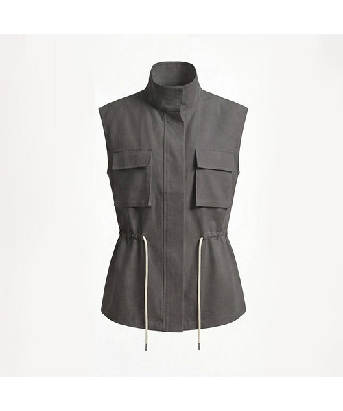 VASCARA(バスカラ)の「Out Pocket String Vest (3colors)(ベスト・レディース・チャコール/ホワイト/グレー・FREE)」の3枚目の写真