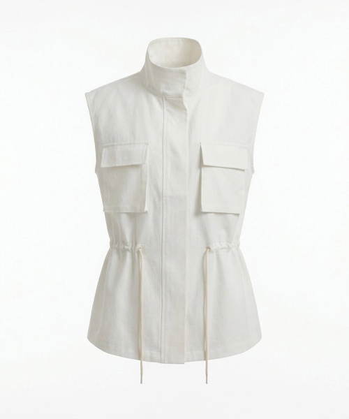 VASCARA(バスカラ)の「Out Pocket String Vest (3colors)(ベスト・レディース・チャコール/ホワイト/グレー・FREE)」の5枚目の写真