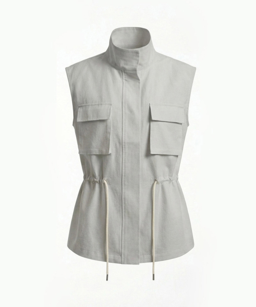 VASCARA(バスカラ)の「Out Pocket String Vest (3colors)(ベスト・レディース・チャコール/ホワイト/グレー・FREE)」の6枚目の写真
