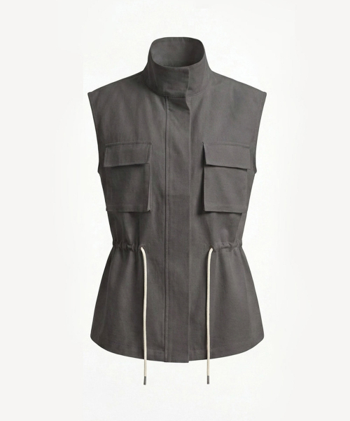 VASCARA(バスカラ)の「Out Pocket String Vest (3colors)(ベスト・レディース・チャコール/ホワイト/グレー・FREE)」の7枚目の写真