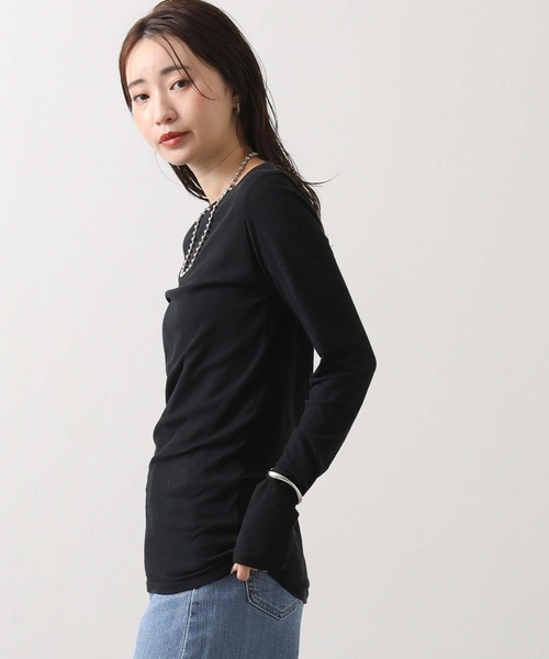 Munich（ミューニック）の「シアーリブクルーネックカットソー（Tシャツ/カットソー・レディース・ホワイト/ブラック/チャコールグレー・FREE）」の6枚目の写真