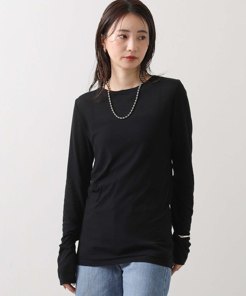 Munich（ミューニック）の「シアーリブクルーネックカットソー（Tシャツ/カットソー・レディース・ホワイト/ブラック/チャコールグレー・FREE）」の8枚目の写真