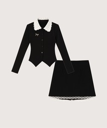 Sweet Dot Collar Knit Set Up