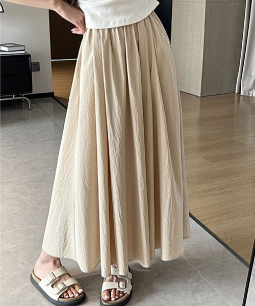 mielu(ミエル)の「ボリュームフレアマキシスカート(スカート・レディース・ブラック/グレー/ベージュ・MEDIUM/LARGE)」の13枚目の写真