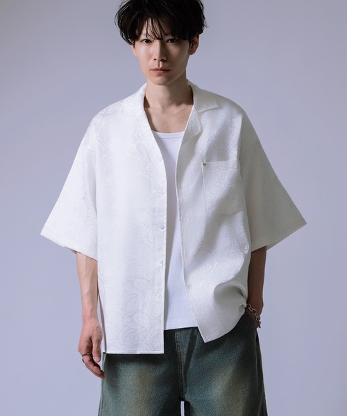 Crownor（クラウノアー）の「ペイズリージャガード レギュラーカラーシャツ（シャツ/ブラウス・メンズ・ブラック/ホワイト・LARGE/MEDIUM）」の2枚目の写真