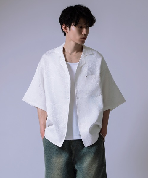 Crownor（クラウノアー）の「ペイズリージャガード レギュラーカラーシャツ（シャツ/ブラウス・メンズ・ブラック/ホワイト・LARGE/MEDIUM）」の3枚目の写真