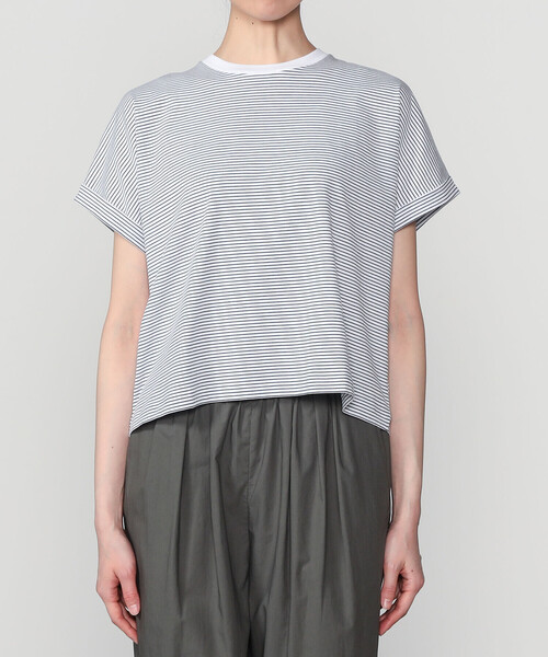 handvaerk(ハンドバーク)の「handvaerk | 60/2 クルーネック ワイドTシャツ STRIPE WOMEN(Tシャツ/カットソー・レディース・ホワイト系その他・S)」の7枚目の写真