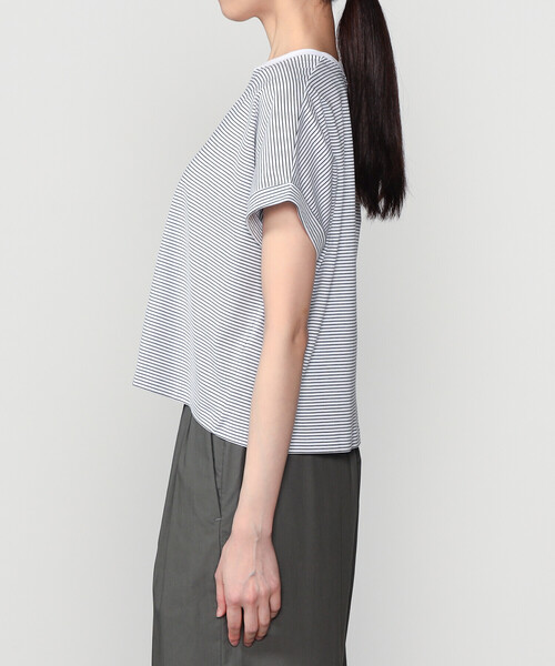 handvaerk(ハンドバーク)の「handvaerk | 60/2 クルーネック ワイドTシャツ STRIPE WOMEN(Tシャツ/カットソー・レディース・ホワイト系その他・S)」の8枚目の写真