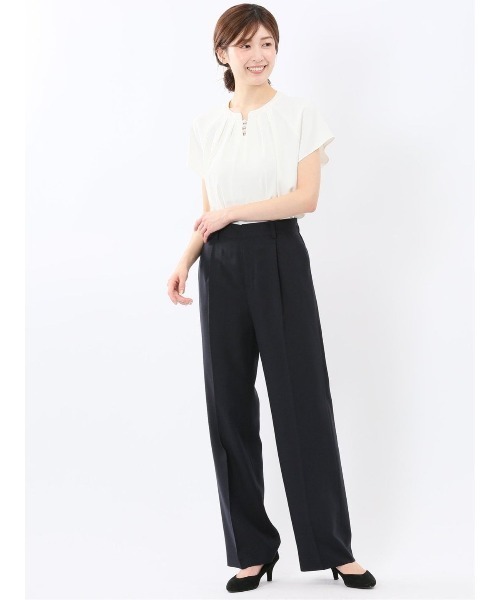 m.f.editorial(エムエフエディトリアル)の「【Tブラウス ストレッチ ウォッシャブル】m.f.エディトリアル レディース キーネック 半袖 プルオーバー ブラウス(シャツ/ブラウス・レディース・グレー系その他2/ネイビー/アイボリー/ピンク系その他・MEDIUM/LARGE)」の11枚目の写真