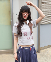 WXT080 ナラビストライプシャーリングTシャツ (ライトパープル)