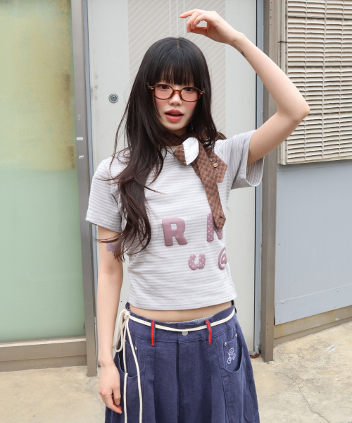 RuNaKi'Hu'(ルナキフ)の「WXT080 ナラビストライプシャーリングTシャツ (ライトパープル)(Tシャツ/カットソー・レディース・その他・1/2)」の1枚目の写真