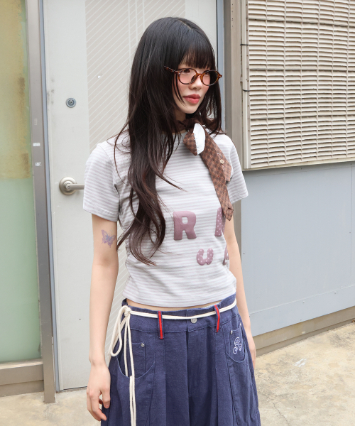 RuNaKi'Hu'(ルナキフ)の「WXT080 ナラビストライプシャーリングTシャツ (ライトパープル)(Tシャツ/カットソー・レディース・その他・1/2)」の2枚目の写真