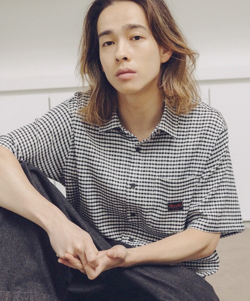 THRASHER(スラッシャー)の「THRASHER×MSG 別注 サッカーミニチェックシャツ(シャツ/ブラウス・メンズ・ベージュ/ホワイト/グリーン/ブラック・S/M/L/XL)」の5枚目の写真