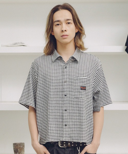 THRASHER(スラッシャー)の「THRASHER×MSG 別注 サッカーミニチェックシャツ(シャツ/ブラウス・メンズ・ベージュ/ホワイト/グリーン/ブラック・S/M/L/XL)」の6枚目の写真