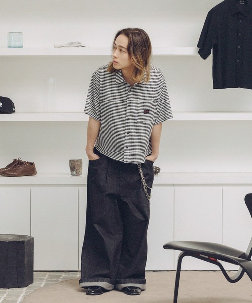 THRASHER(スラッシャー)の「THRASHER×MSG 別注 サッカーミニチェックシャツ(シャツ/ブラウス・メンズ・ベージュ/ホワイト/グリーン/ブラック・S/M/L/XL)」の10枚目の写真