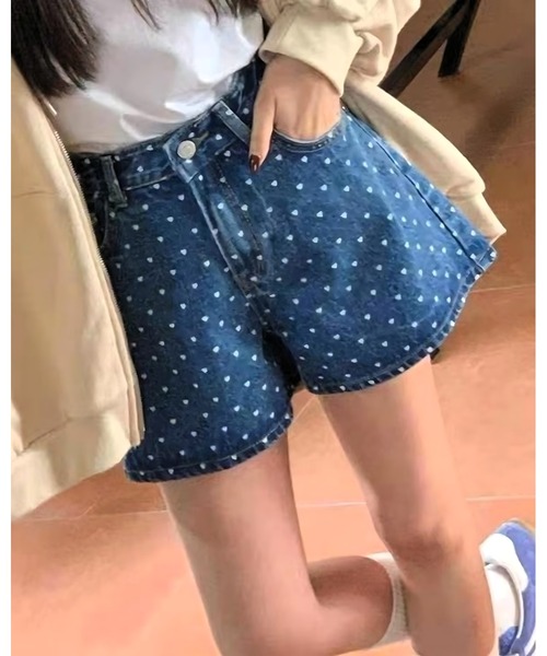 inst.ALL(インストール)の「ハートドット柄デニムショートパンツ(デニムパンツ・レディース・ブルー/ブラック・L/M/S)」の11枚目の写真