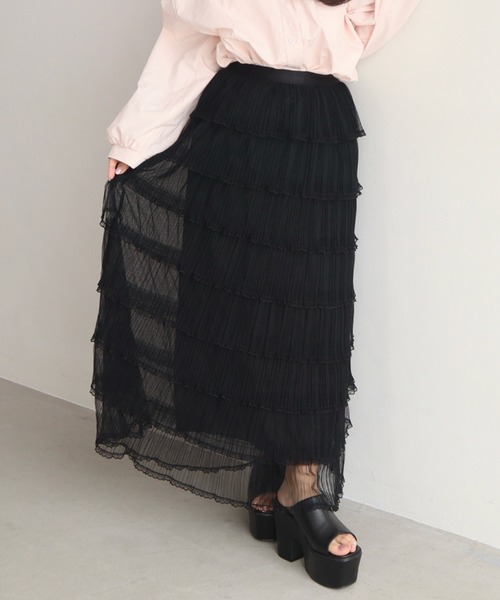 CECIL McBEE（セシルマクビー）の「ティアードフリルスカート（スカート・レディース・オフホワイト/ブラック・MEDIUM）」の2枚目の写真