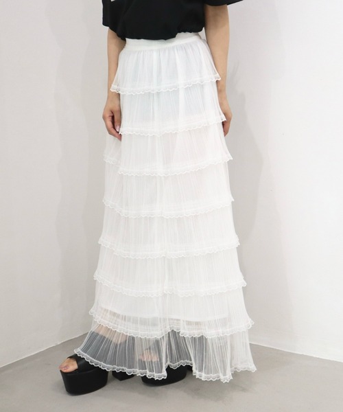 CECIL McBEE（セシルマクビー）の「ティアードフリルスカート（スカート・レディース・オフホワイト/ブラック・MEDIUM）」の4枚目の写真