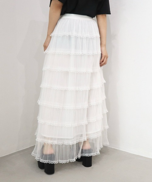 CECIL McBEE（セシルマクビー）の「ティアードフリルスカート（スカート・レディース・オフホワイト/ブラック・MEDIUM）」の5枚目の写真