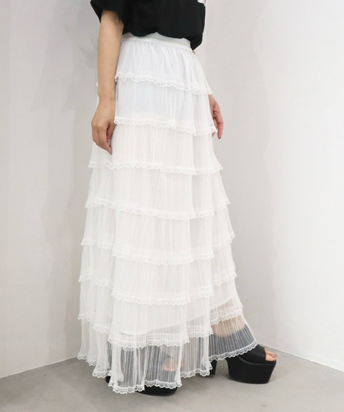 CECIL McBEE（セシルマクビー）の「ティアードフリルスカート（スカート・レディース・オフホワイト/ブラック・MEDIUM）」の6枚目の写真