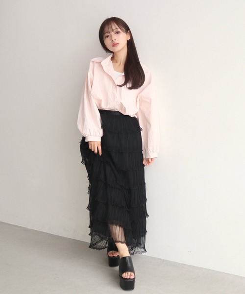 CECIL McBEE（セシルマクビー）の「ティアードフリルスカート（スカート・レディース・オフホワイト/ブラック・MEDIUM）」の7枚目の写真
