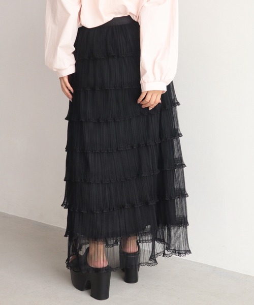 CECIL McBEE（セシルマクビー）の「ティアードフリルスカート（スカート・レディース・オフホワイト/ブラック・MEDIUM）」の9枚目の写真
