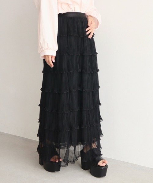 CECIL McBEE（セシルマクビー）の「ティアードフリルスカート（スカート・レディース・オフホワイト/ブラック・MEDIUM）」の10枚目の写真