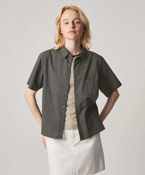 Steven Alan(スティーブンアラン)の「<Steven Alan>チェック ショートスリーブ シャツ(シャツ/ブラウス・レディース・ブラック/ベージュ・S/M)」の1枚目の写真
